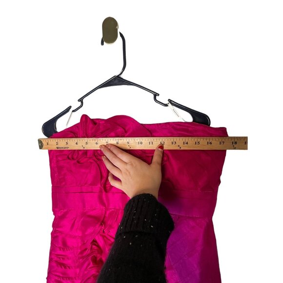 Anthropologie 10 Stretch SILK Sculptural Dress Fit & Flare Strapless Hot Pink - Picture 10 of 12